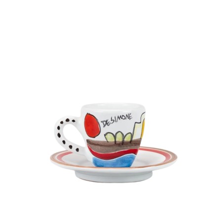 Tazzina da caffè Piattino Dammusi ceramiche de simone TZZ56DA Tazzina da caffè Piattino Dammusi ceramiche de simone TZZ56DA